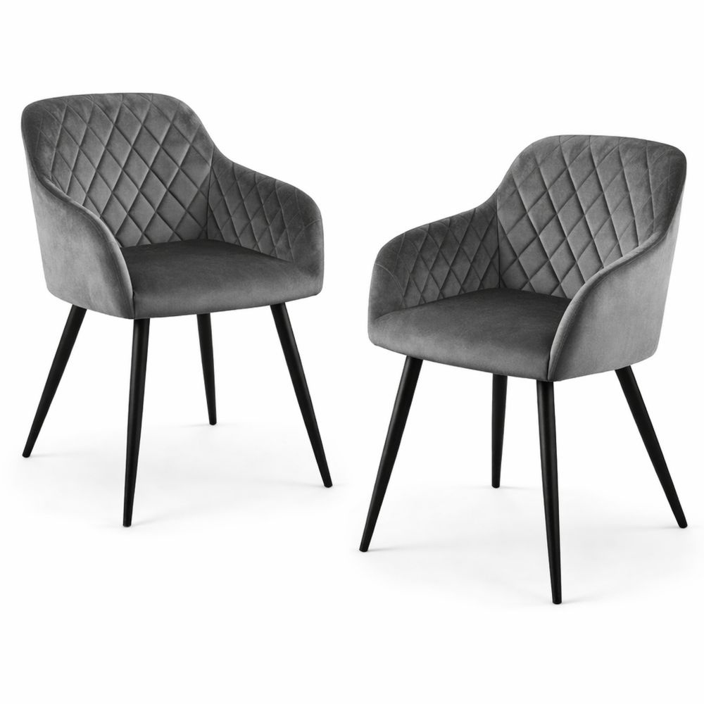 Stilvolle Samtstühle mit Armlehne und Metallbeinen, 2er Set