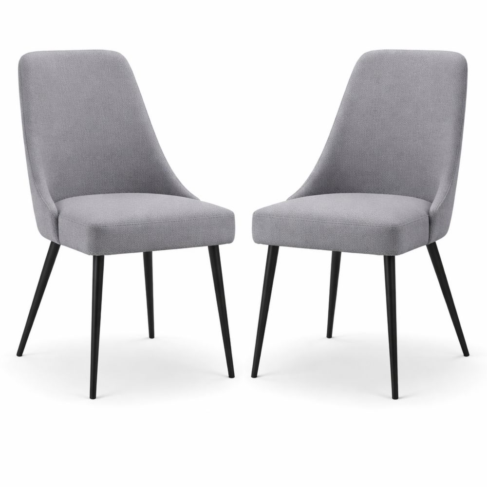 Moderne Esszimmerstühle im 2er Set, Bequeme Polsterstühle mit Metallgestell, Grau