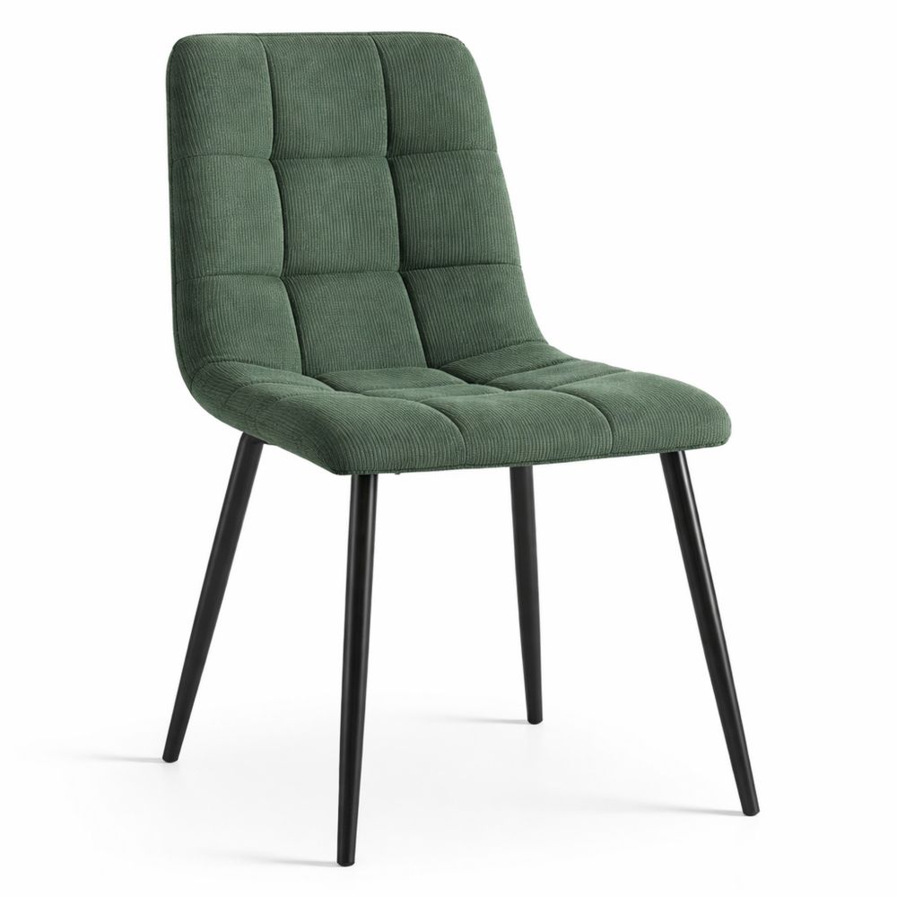 Polsterstuhl mit Cordbezug und Metallgestell, grün