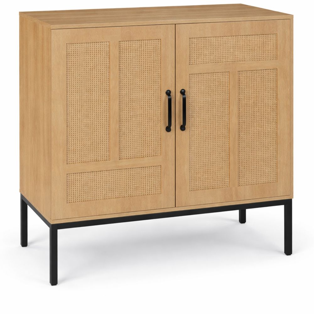 Boho Sideboard mit Rattantüren und verstellbarem Regal