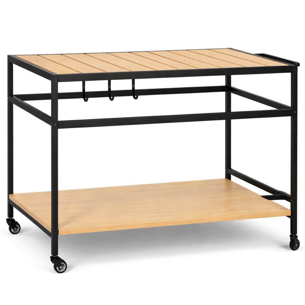 Multifunktionaler Outdoor-Servierwagen mit Rollen und Haken, ideal für Garten und Balkon