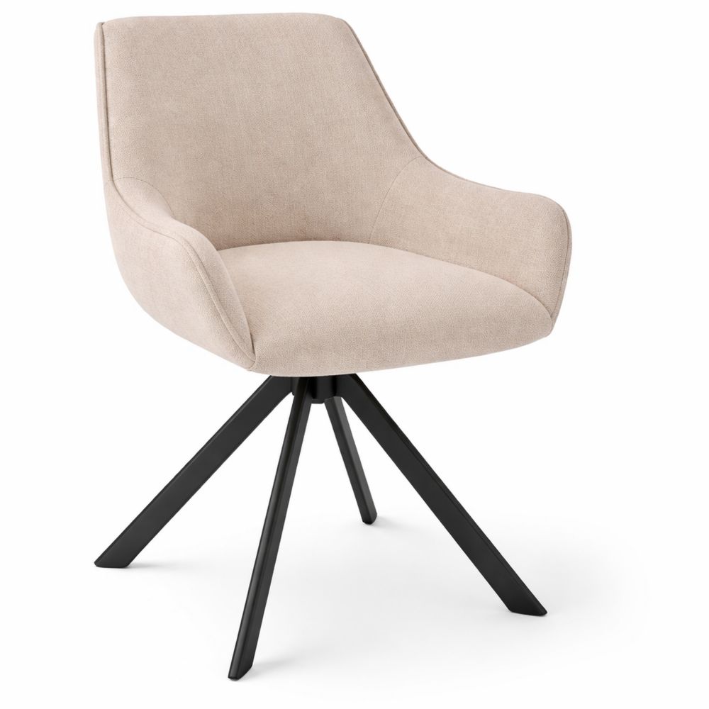 6er Set Drehbare Esszimmerstühle mit Armlehne und Metallgestell, Beige