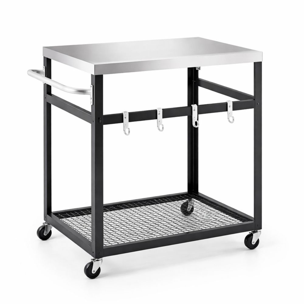 Beistelltisch mit Ablagen und Rädern für Garten