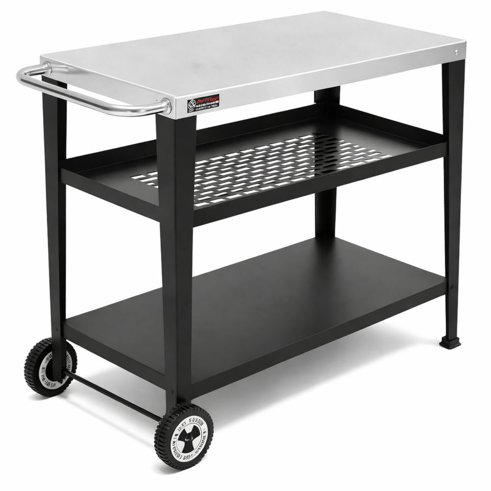 Multifunktionaler Servierwagen mit Müllsackhalter und Edelstahl-Arbeitsplatte