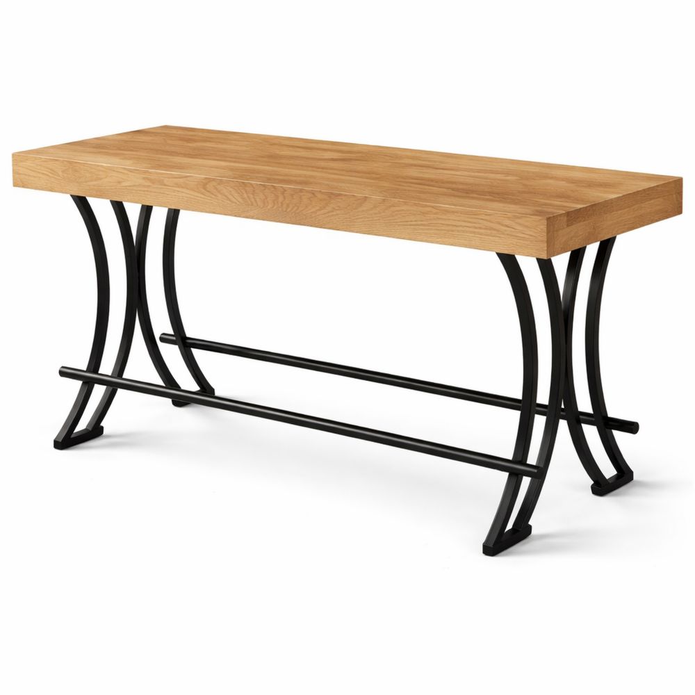 Rustikaler Hochtisch für Esszimmer oder Küche, Metallring-Fußstütze, 160 x 70 x 90 cm