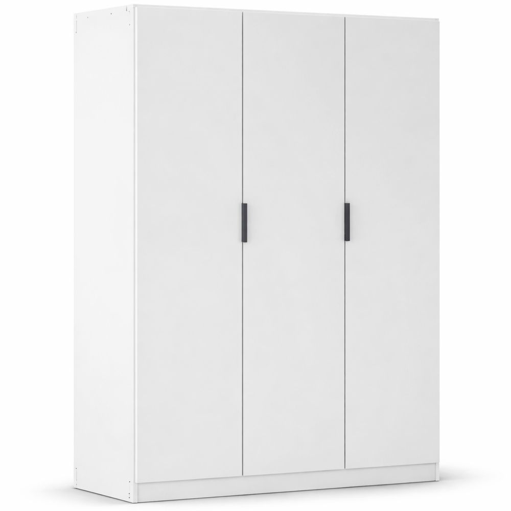 3-türiger Kleiderschrank für Schlafzimmer und Kinderzimmer, Weiß, 136 cm