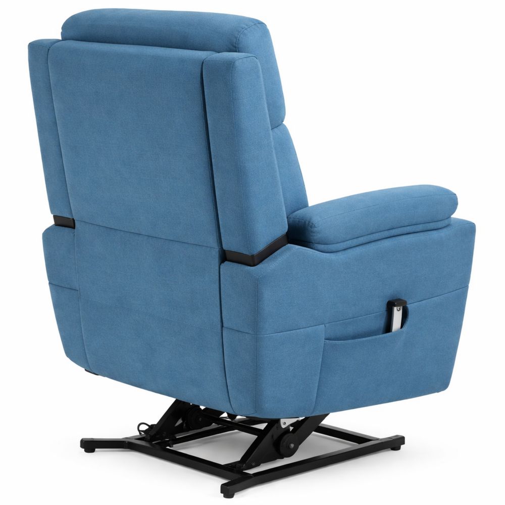 Elektrischer Relaxsessel mit Liege- und Aufstehhilfe in Leinenoptik Blau