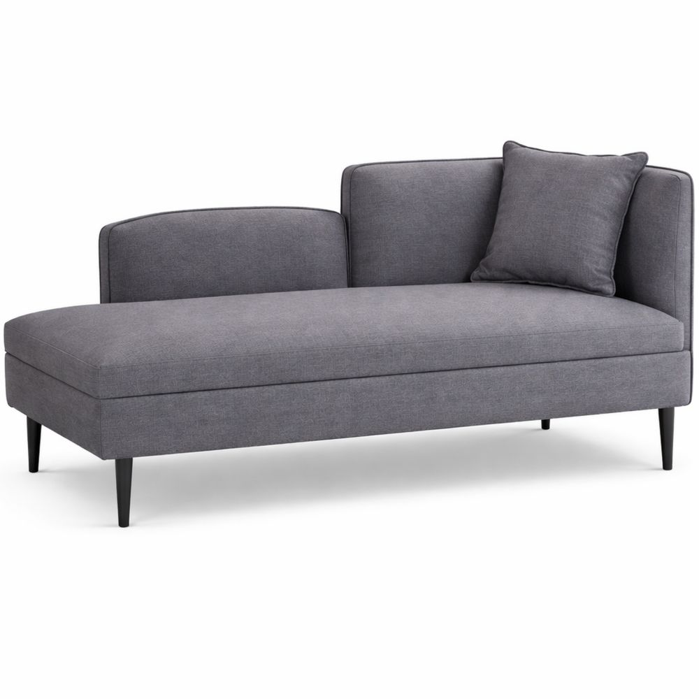 Moderne graue Chaiselongue mit rechter Ausrichtung und Kissen