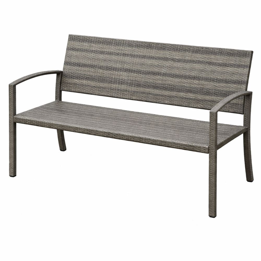 Zweiersitzer Gartenbank aus Polyrattan mit Armlehnen und Rückenlehne, UV-beständig, bis 240 kg belastbar, für Garten und Terrasse, Grau