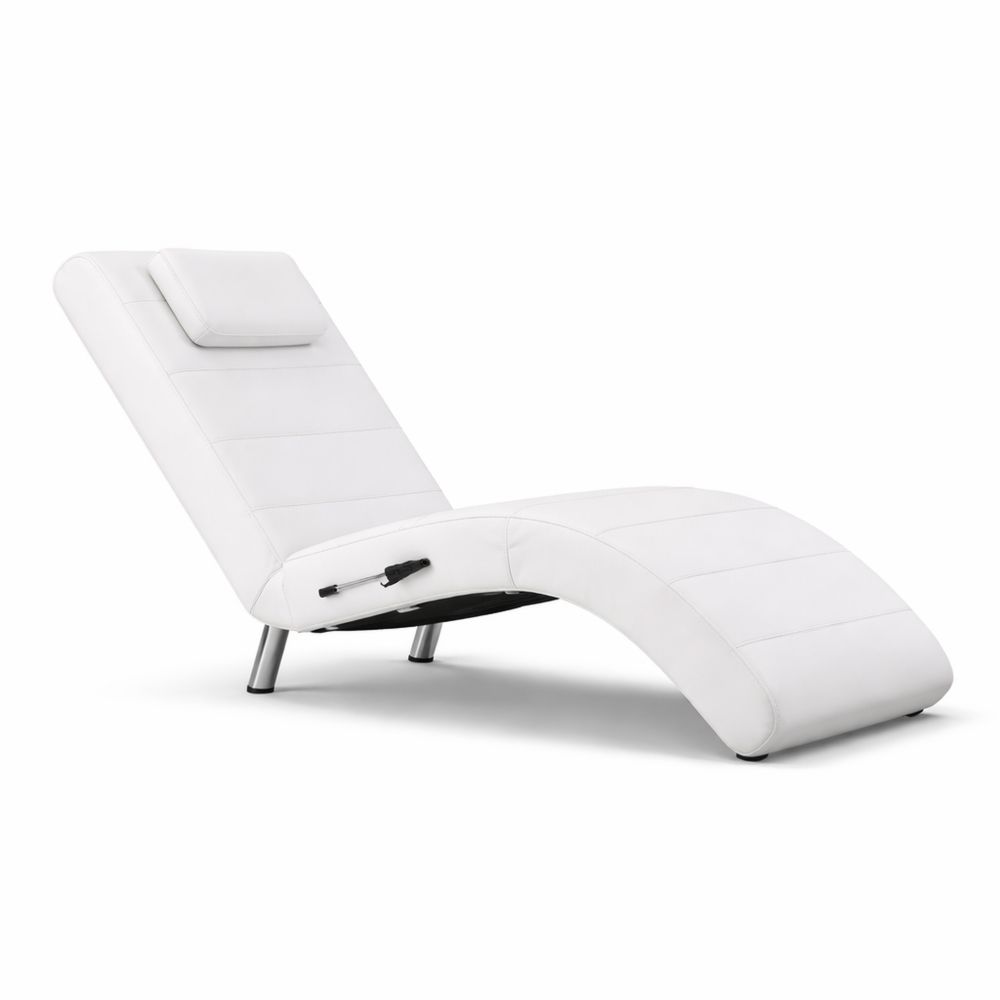 Ergonomische Relaxliege mit Massagefunktion und Heizung, gepolsterter Wildleder-Optik-Bezug, 110kg Kapazität, Weiß
