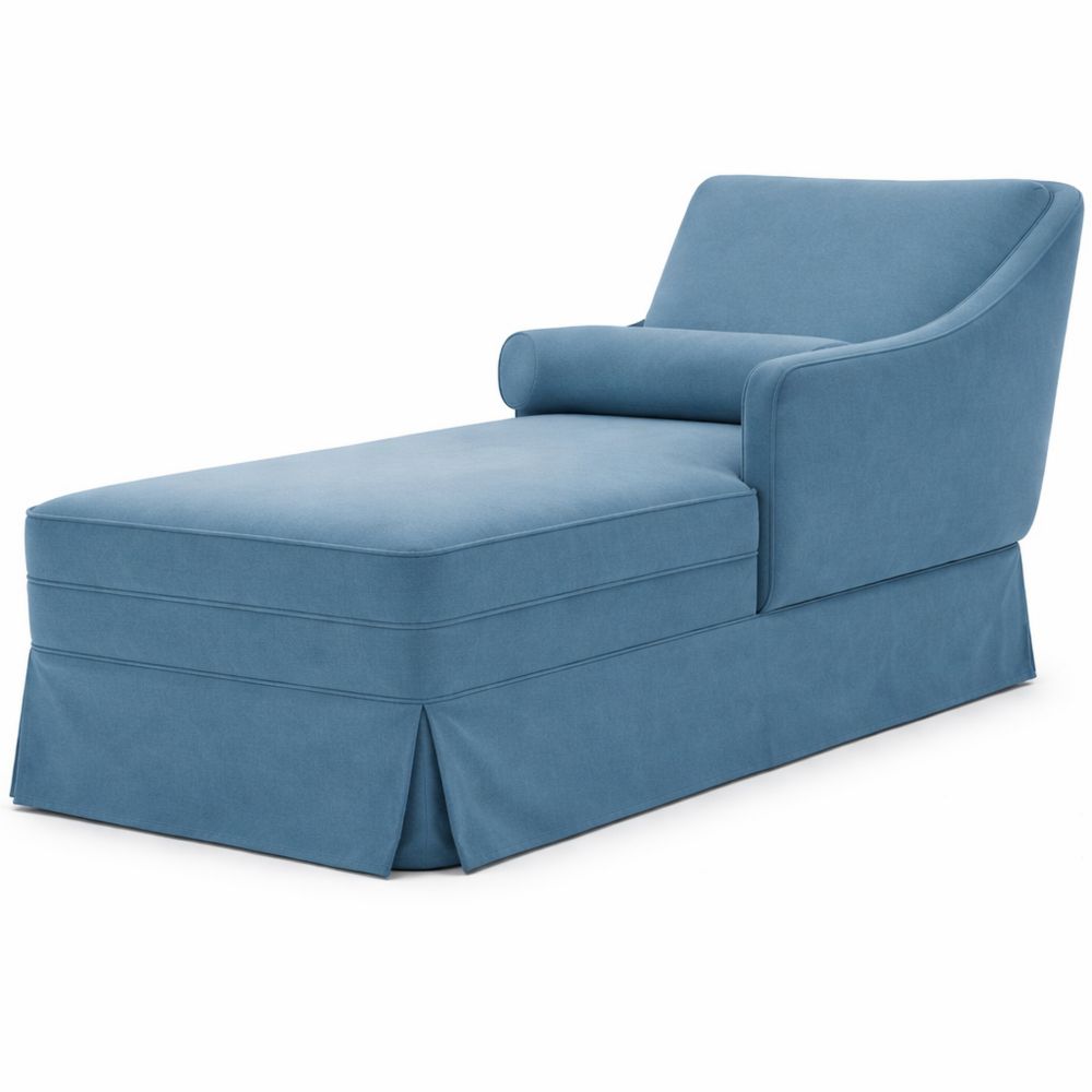 Moderne Chaiselongue mit rechter Armlehne in Blau