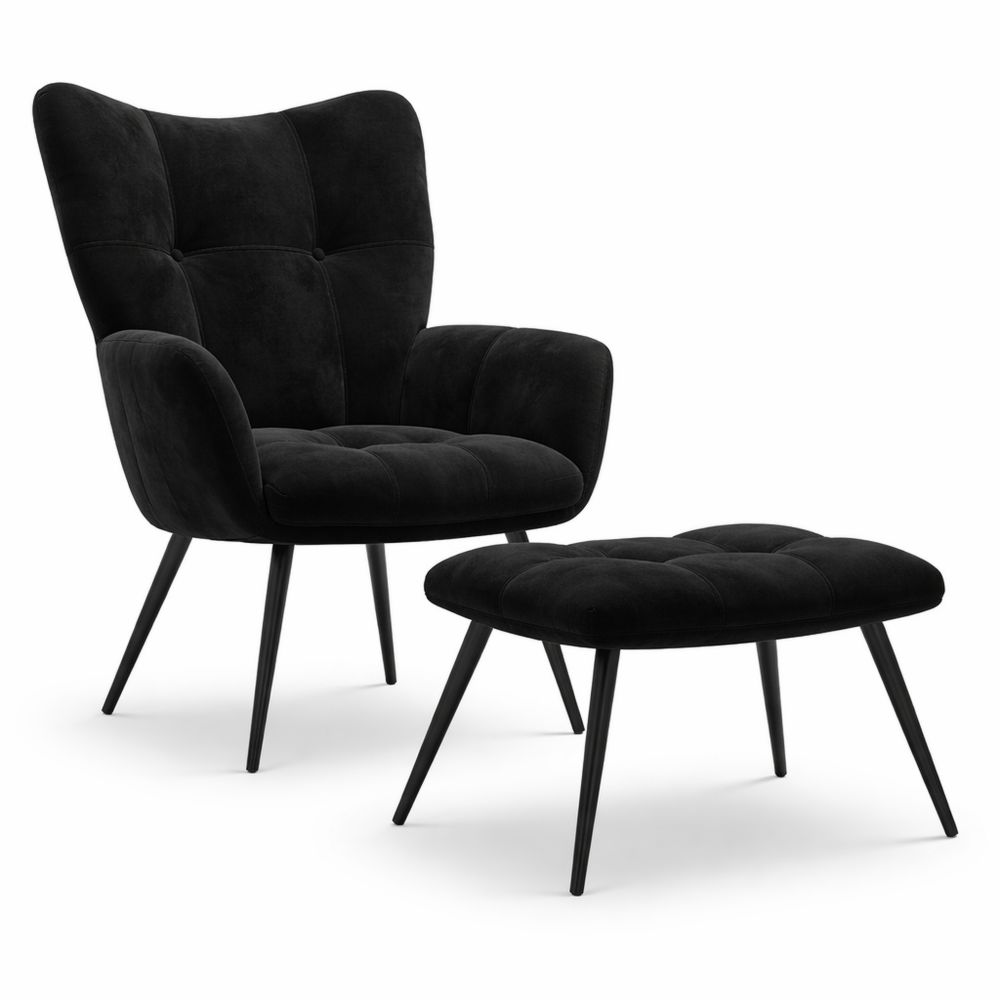 Bequemer Relaxsessel mit Hocker aus Samt für Wohnzimmer