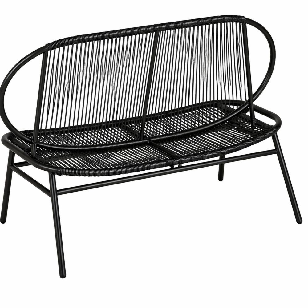2-Sitzer Gartenbank aus PE-Rattan, mit Rückenlehne, 70 x 138,5 x 79 cm, für Terrasse, Garten und Balkon, tintenschwarz