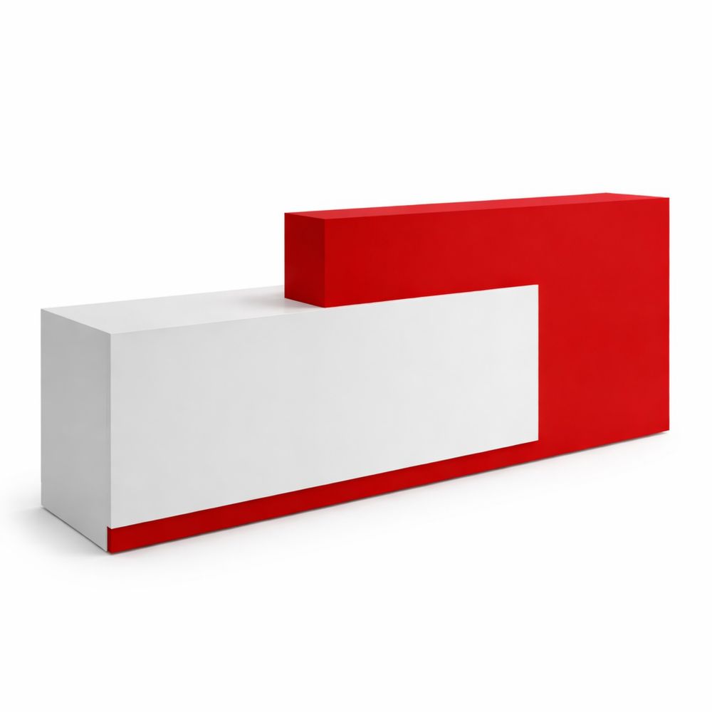 Elegante Empfangstheke in Rot-Weiß für Büro und Salon