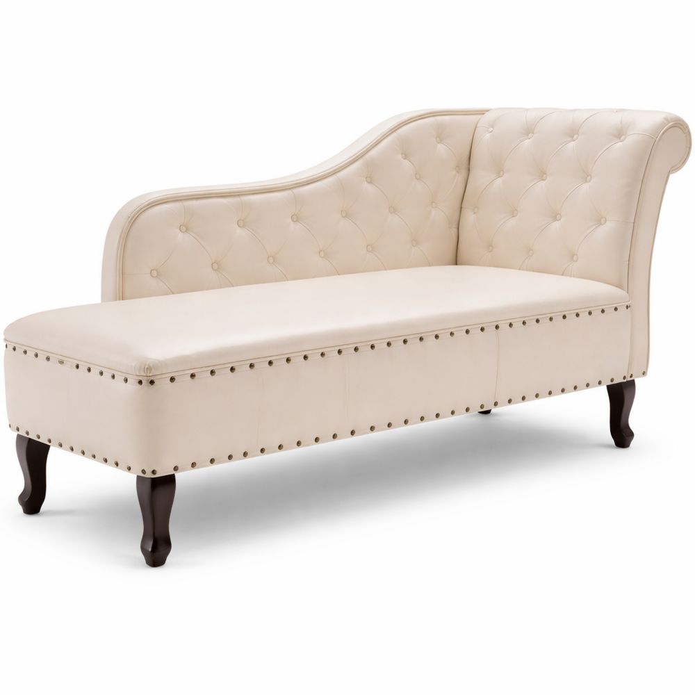 Elegante Chaiselongue aus Kunstleder in Cremeweiß für das Wohnzimmer