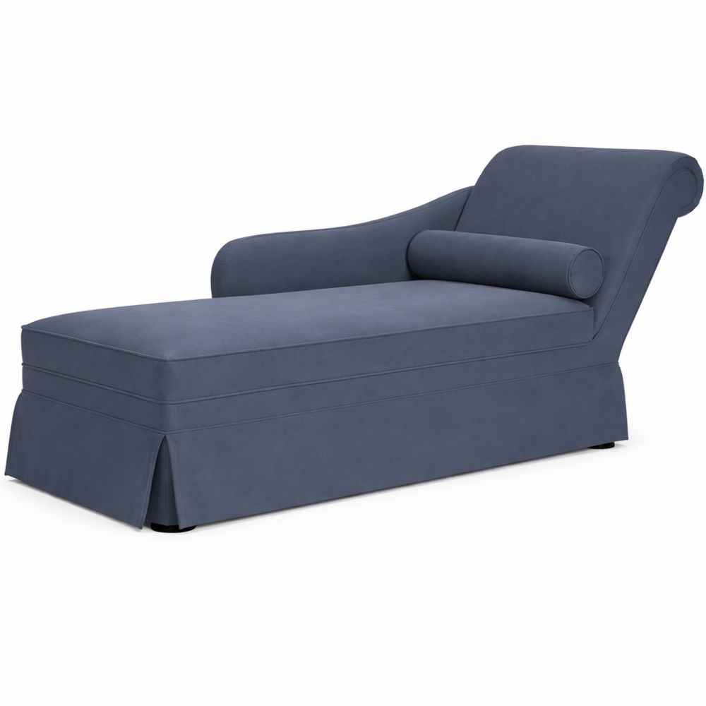 Samt Chaiselongue mit Rechter Armlehne in Dunkelgrau