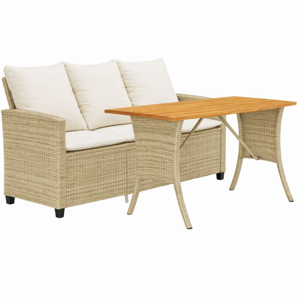 Beige Gartenlounge-Set mit Sofa und Tisch