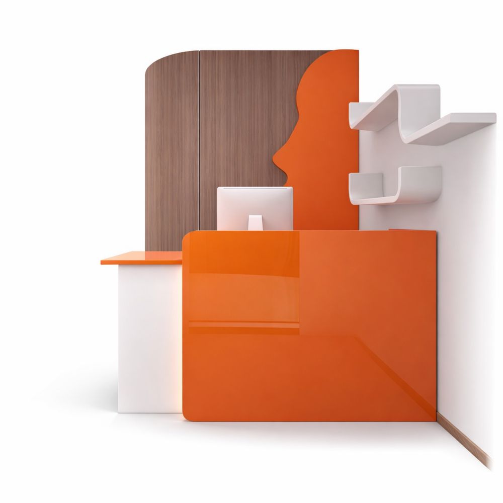 Moderne Empfangstheke mit Stauraum, kompakter Schreibtisch für Büros