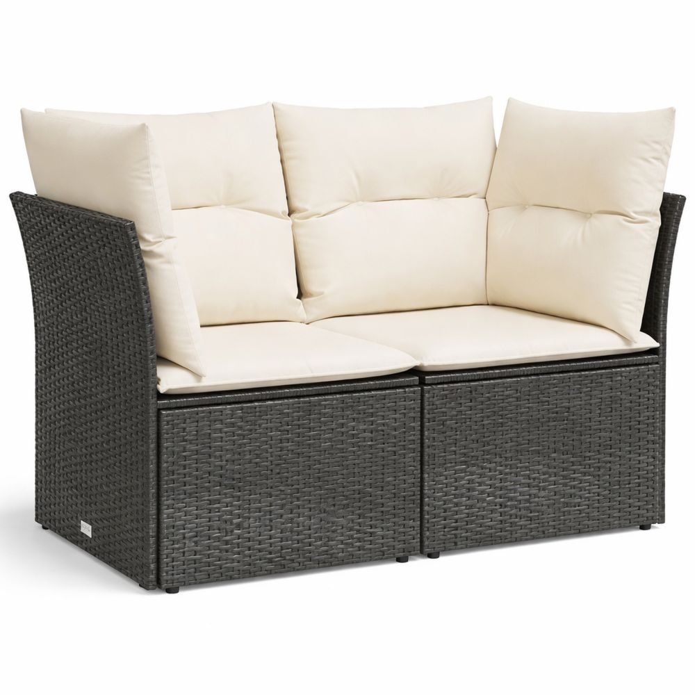 Zweisitzer-Gartenbank mit Stauraum und Waschbarem Bezug, Poly Rattan, Schwarz