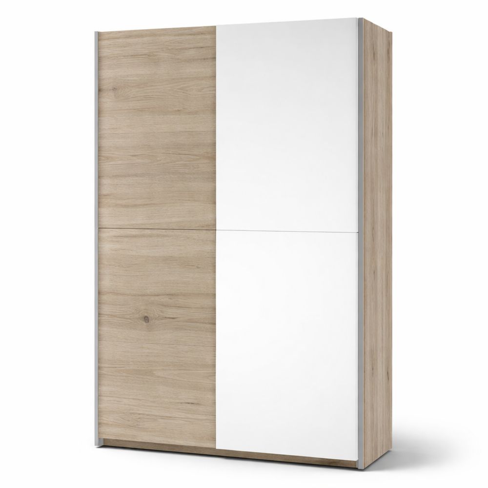 Eleganter Schwebetürenschrank mit großem Stauraum 125x195x38 cm - San Remo Optik, weiß