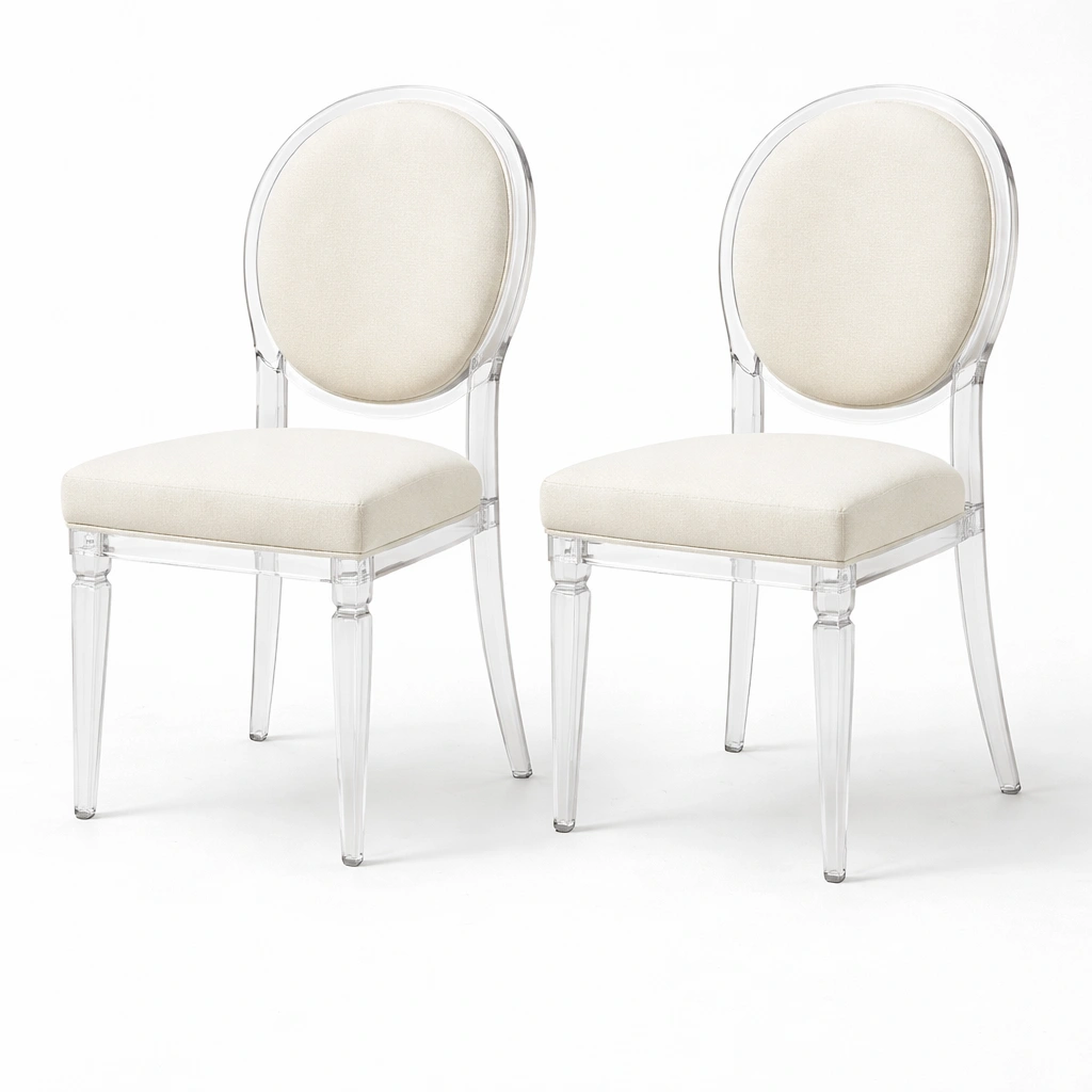 Silla transparente estilo clasico set de 2-ferlnova