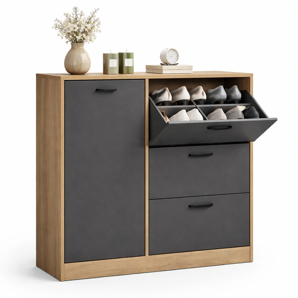 Mueble zapatero moderno con compartimentos set 1 unidad-ferlnova