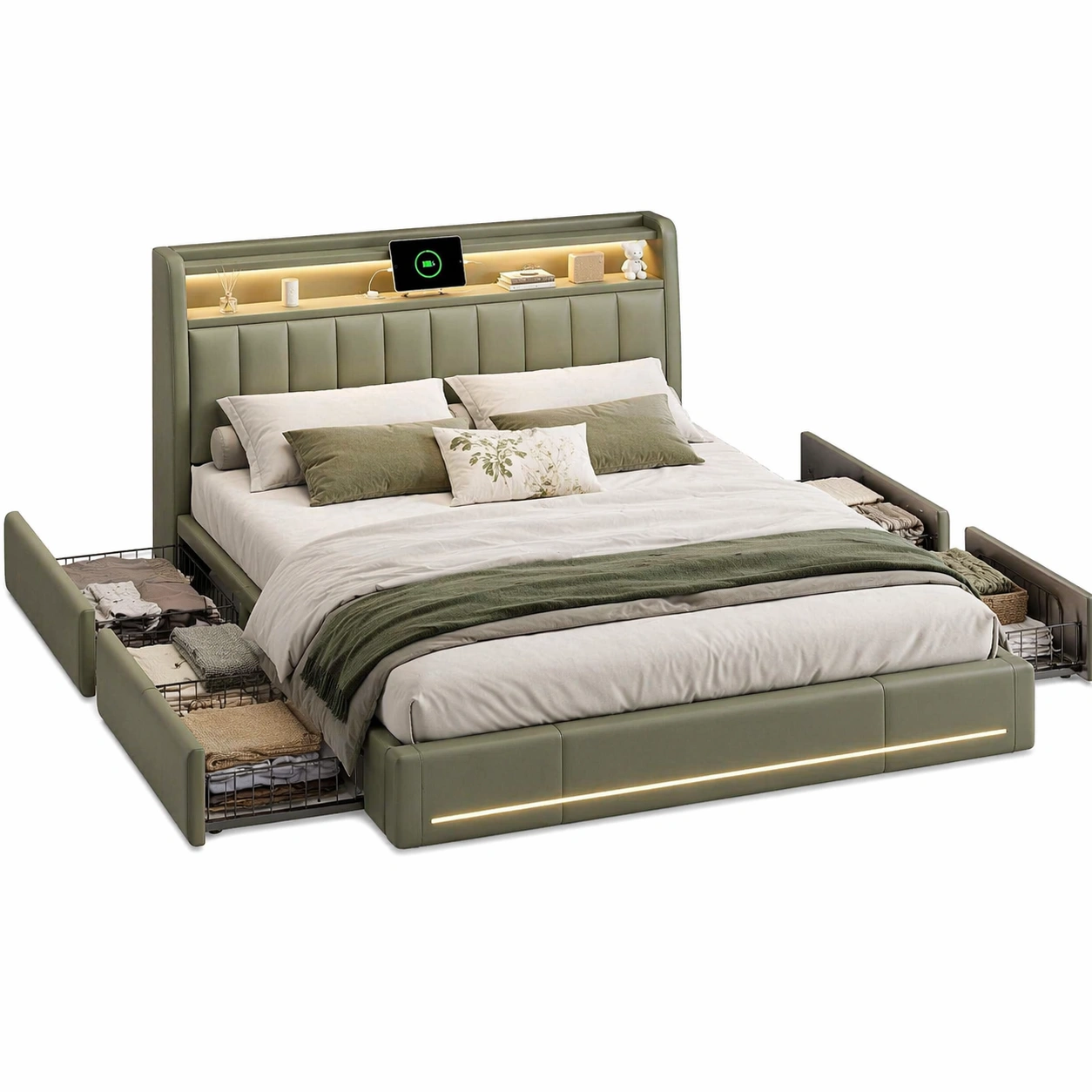 Letto imbottito moderno beige con testiera trapuntata-iravor