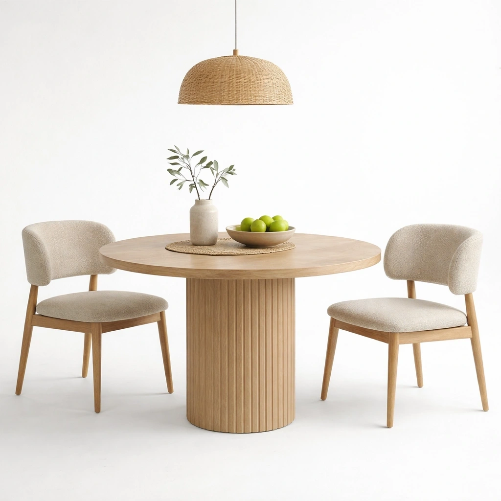 Tavolo da pranzo rettangolare naturale allungabile in legno-iravor