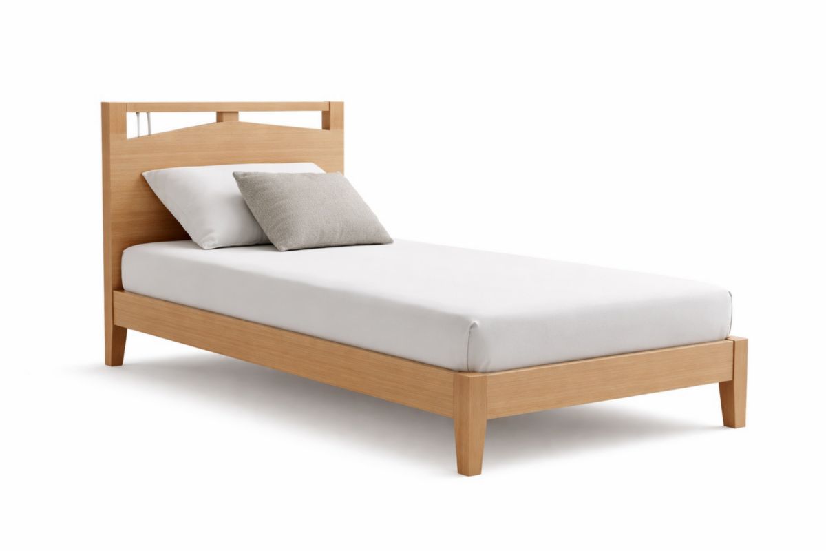 Einzelbett Massivholz Natur 200 x 90 cm(L × B)