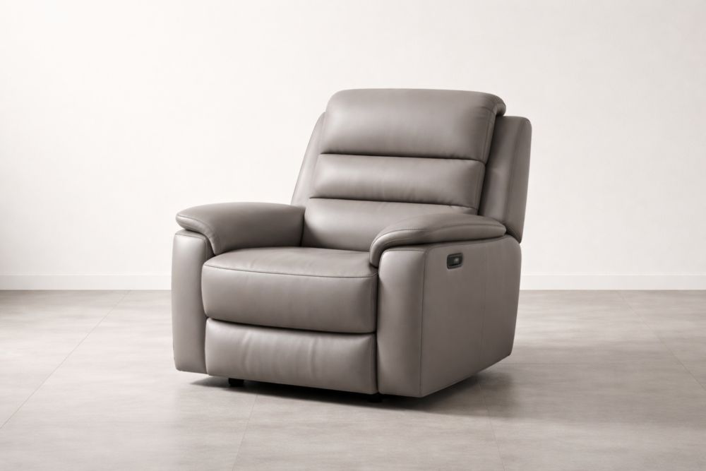 Sessel Relaxsessel Leder Grau 90x100x85 cm