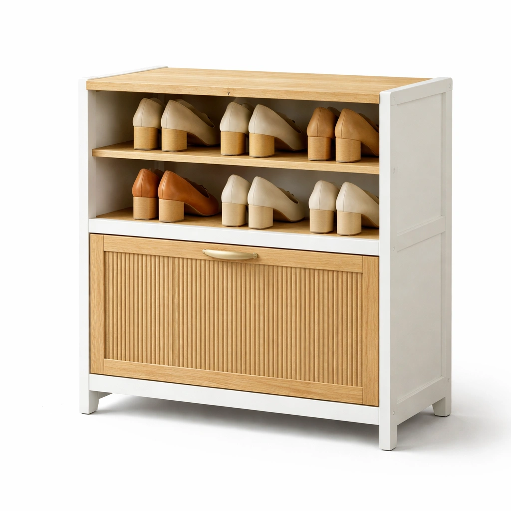 Zapatero De Madera Con Cajon Y Estantes-Omnorae