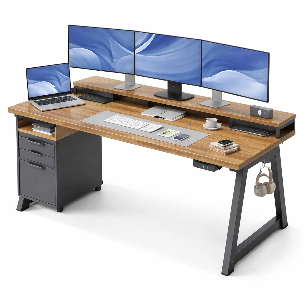 Escritorio Profesional Con Triple Monitor-Omnorae