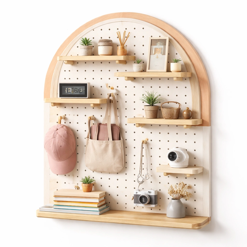 Panel De Pared Con Estantes Y Ganchos Multifuncion-Omnorae