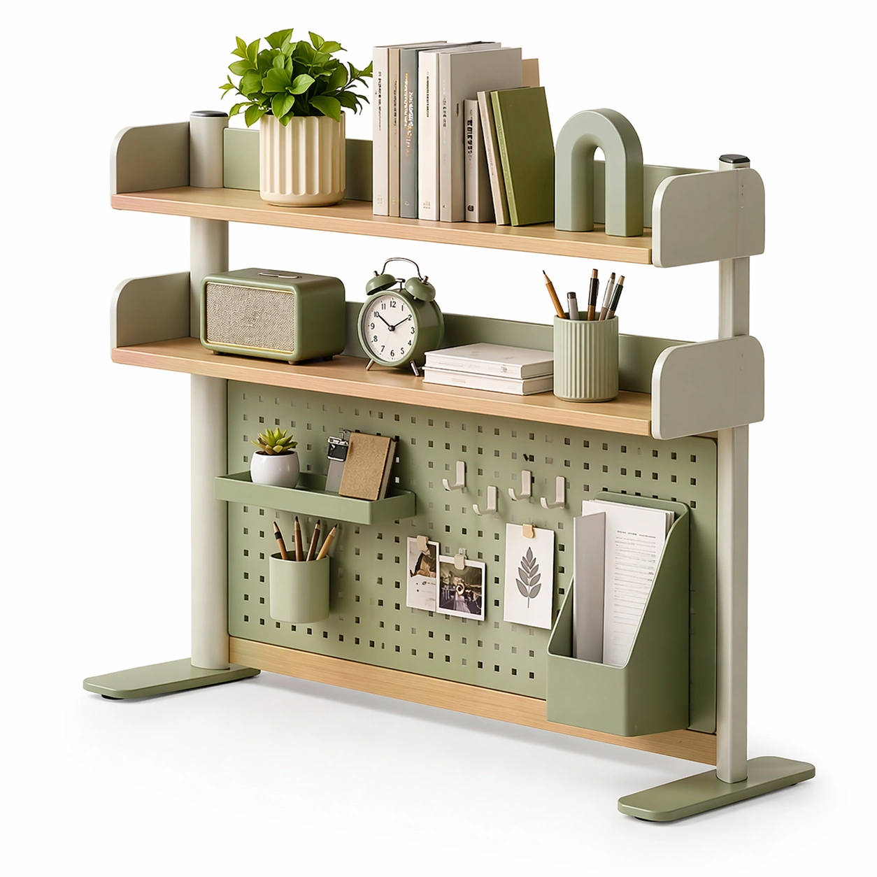 Organizador De Escritorio Con Panel Perforado Verde-Omnorae