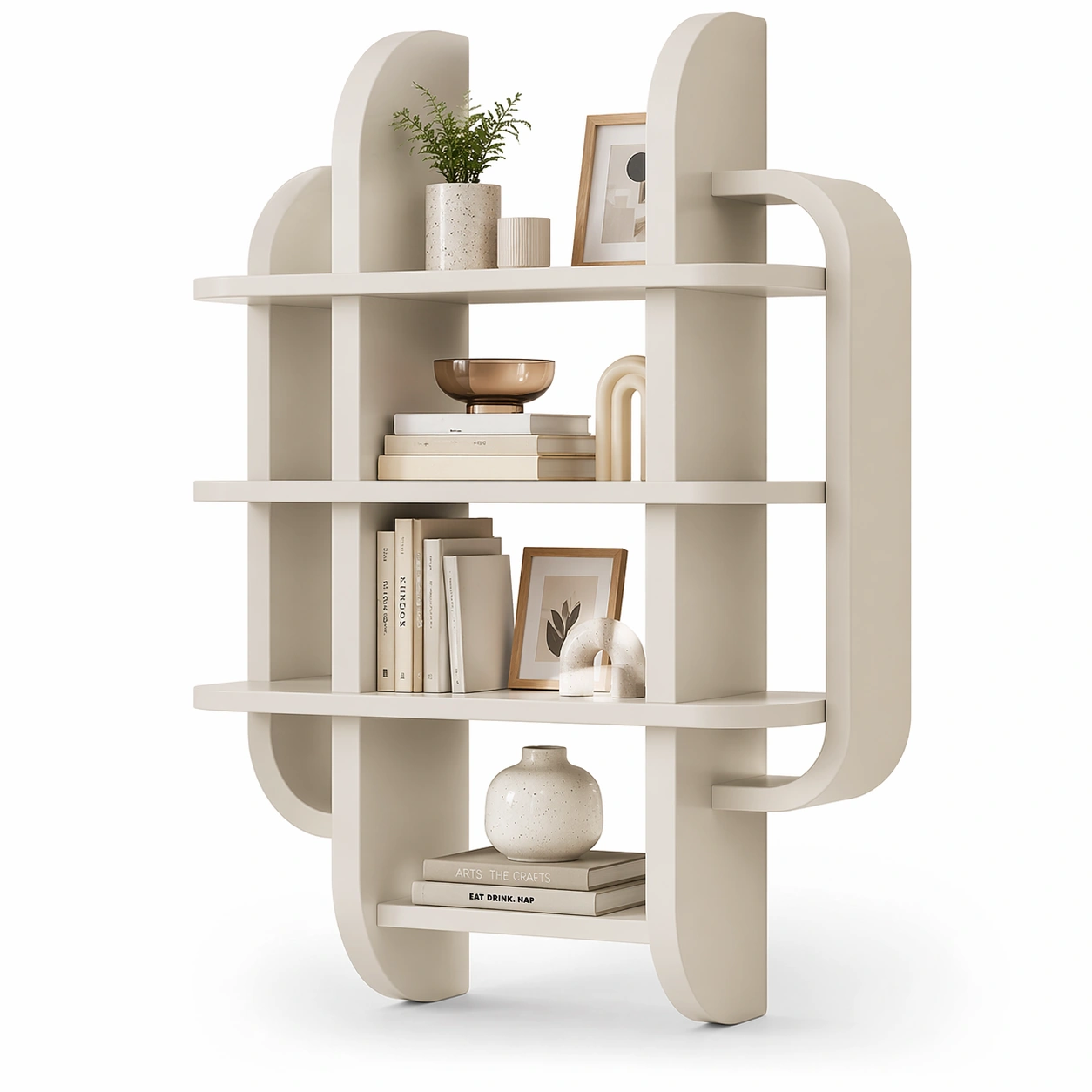Estanteria Decorativa Moderna Con Diseno Curvo-Omnorae