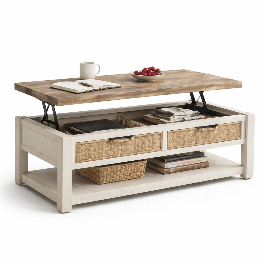 Mesa De Centro Elevable Con Almacenamiento Oculto-Omnorae