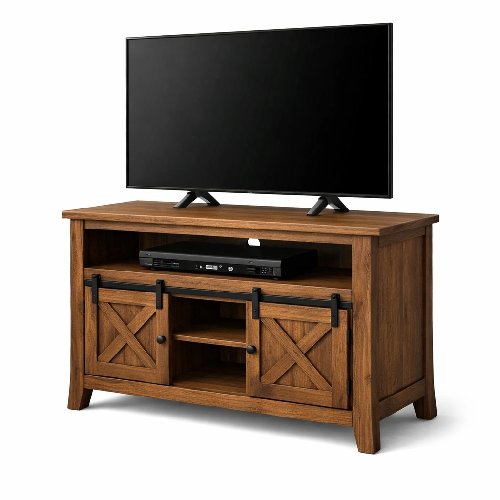 Mueble TV Rustico Con Puertas Corredizas-Omnorae