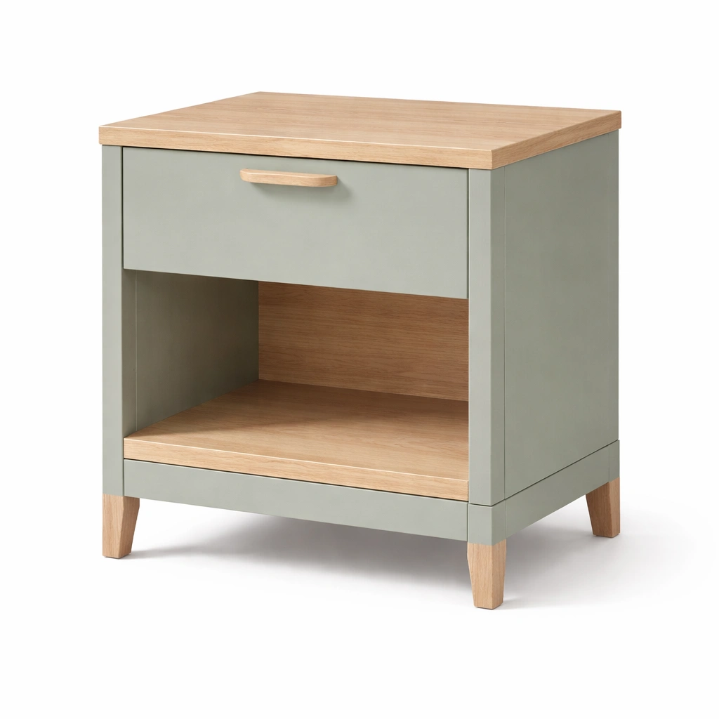 Mesita de noche - Mesita de noche de madera mdf con cajon y estante