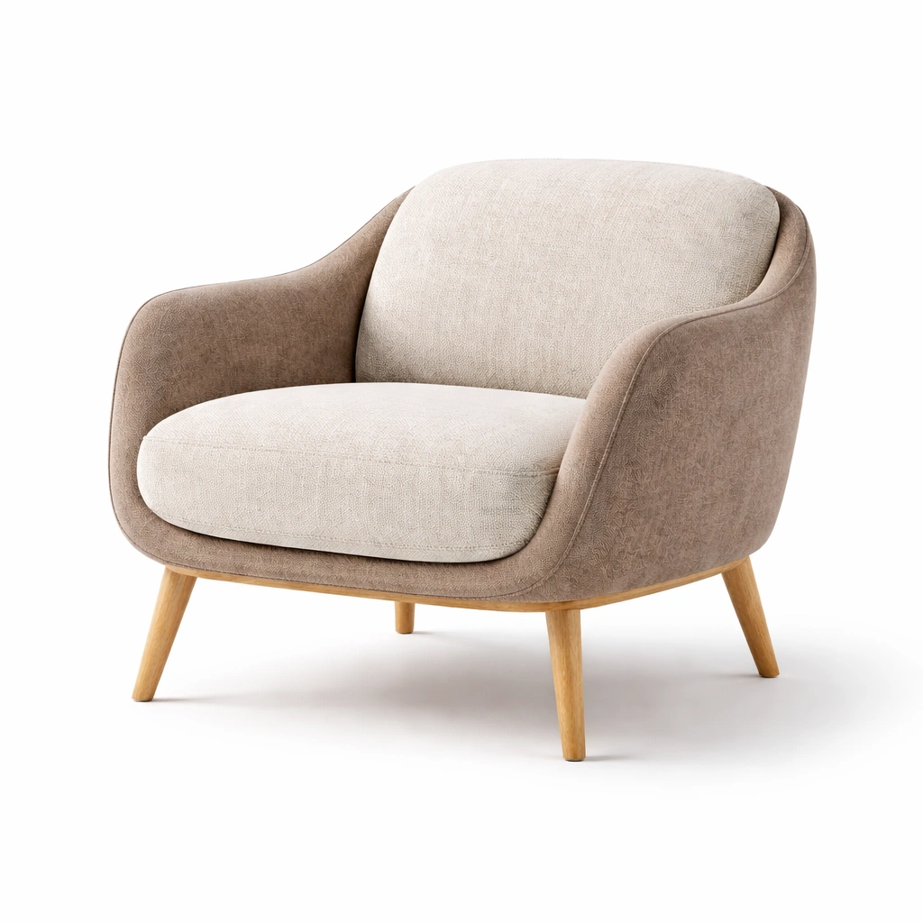 Sillón - Sillón de tela con patas de roble