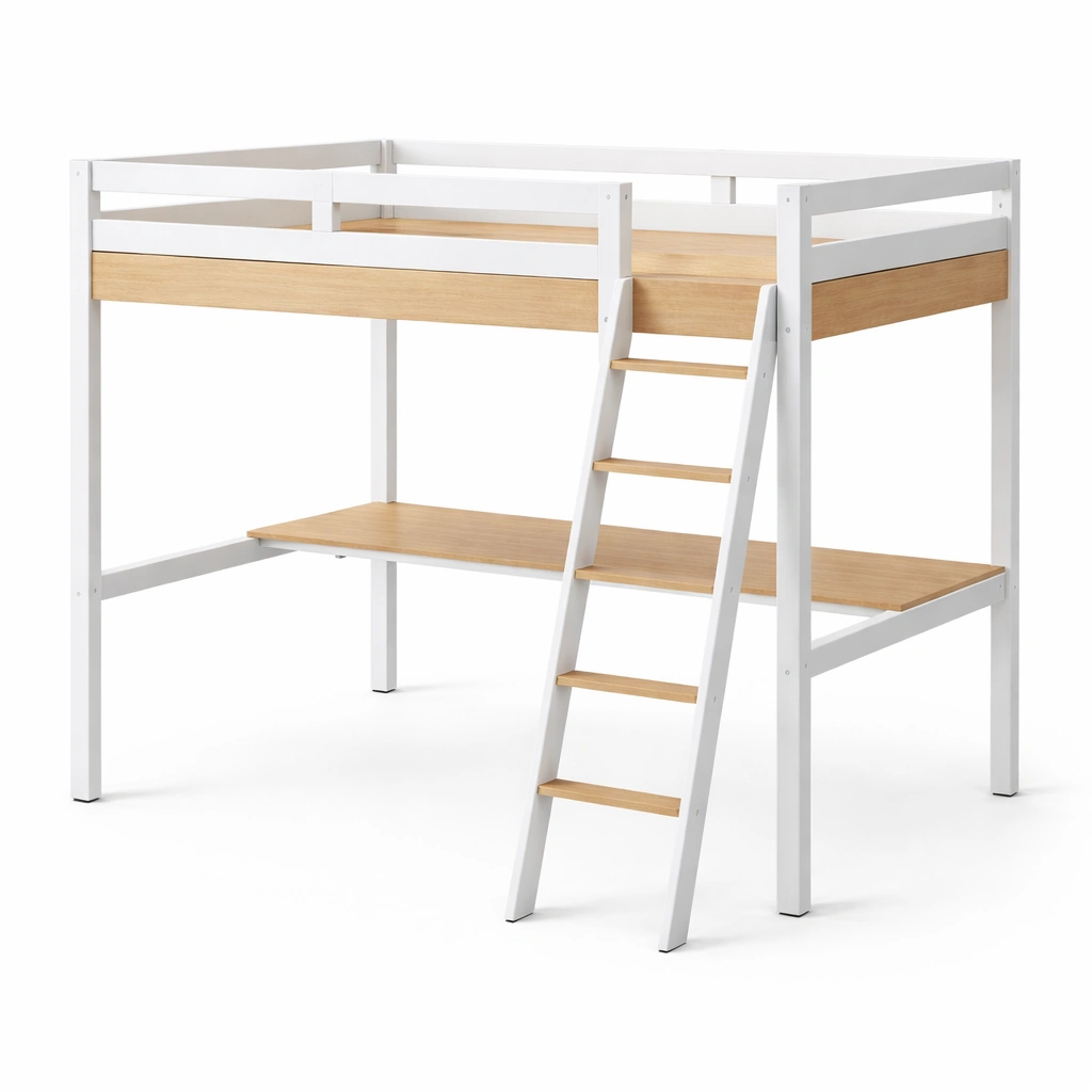 Cama loft - Cama loft Alta con Escritorio de Madera y Metal 198x99x180 cm