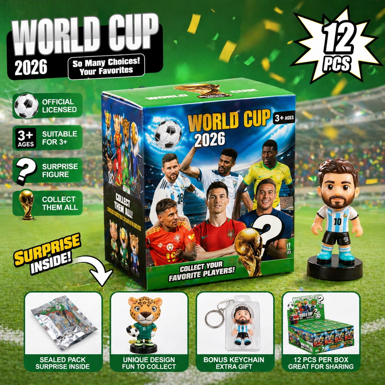 2026 Soccer Tournament Surprise Blind Box Keychain - Extra-Large Football Character & Mascot Figures with Protective Shell, Random Style Collectible