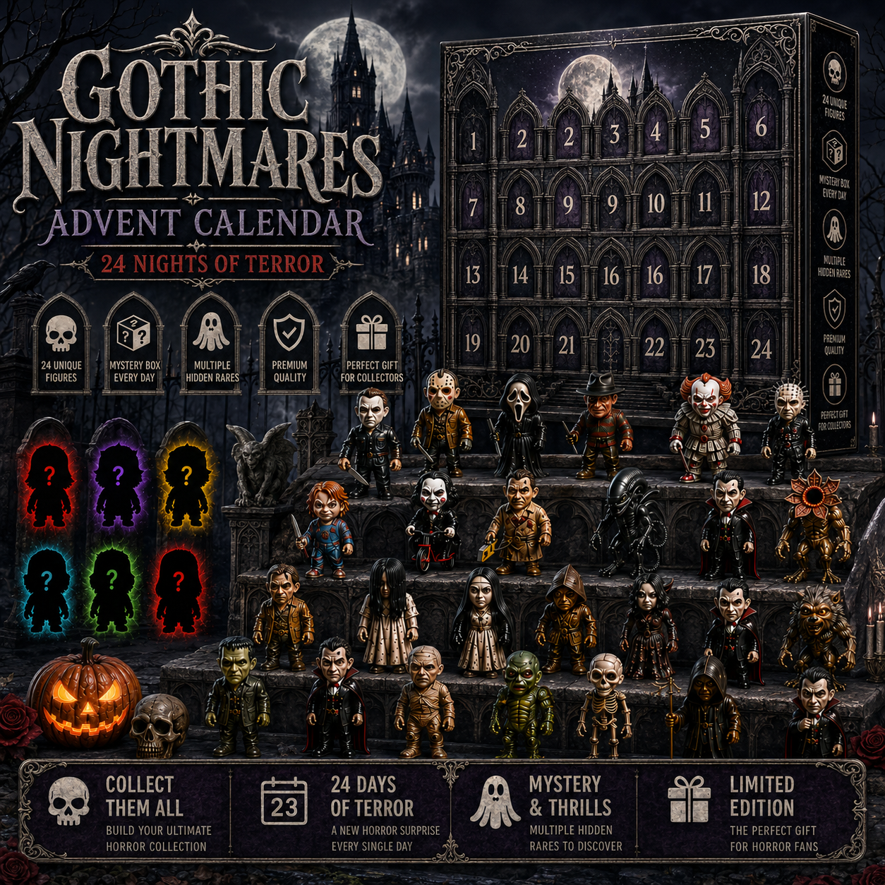 Gothic Nightmares Advent Calendar 2026 – 24 Nights of Horror Mystery Figures