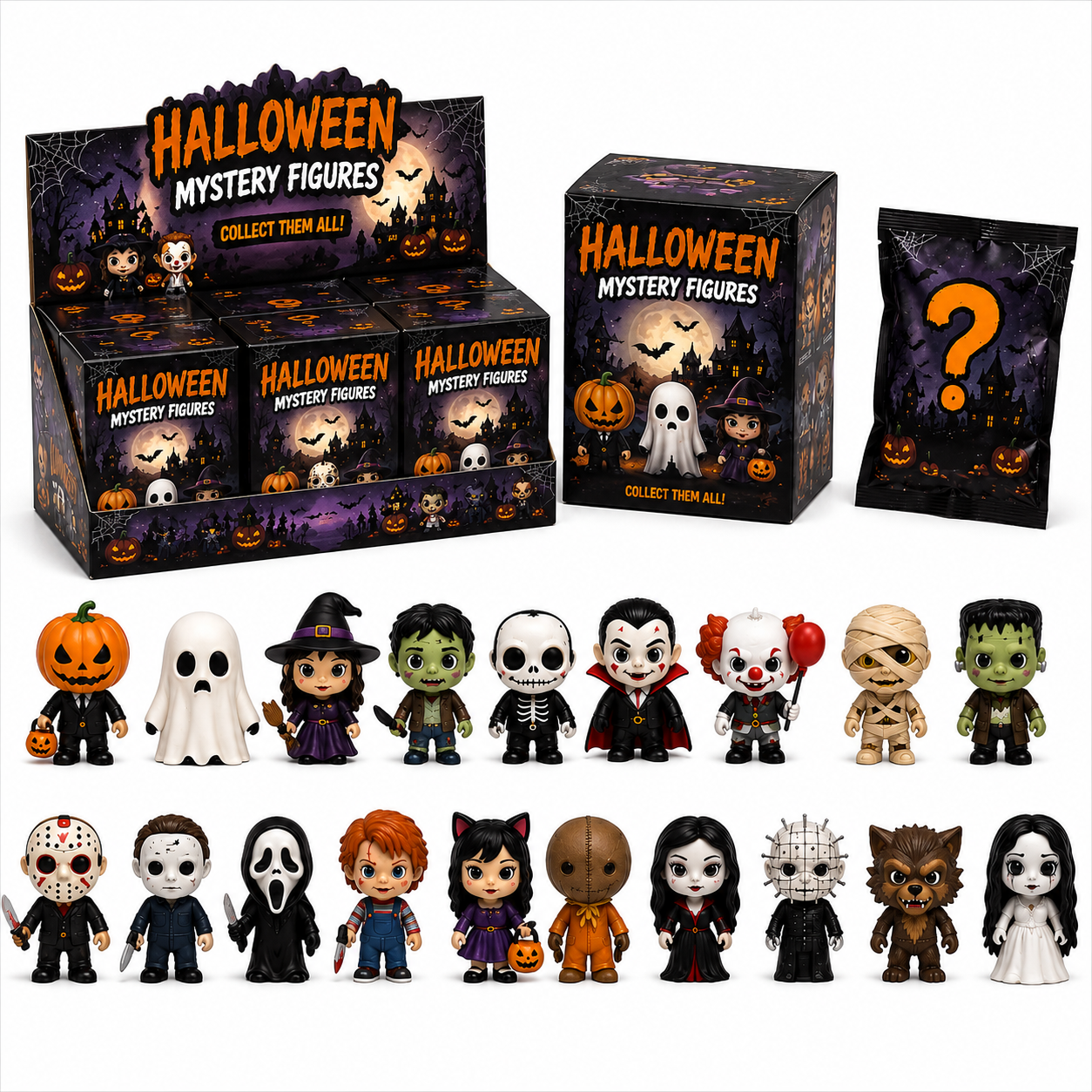 Halloween Horror Mystery Blind Box – 24 Collectible Mini Figures
