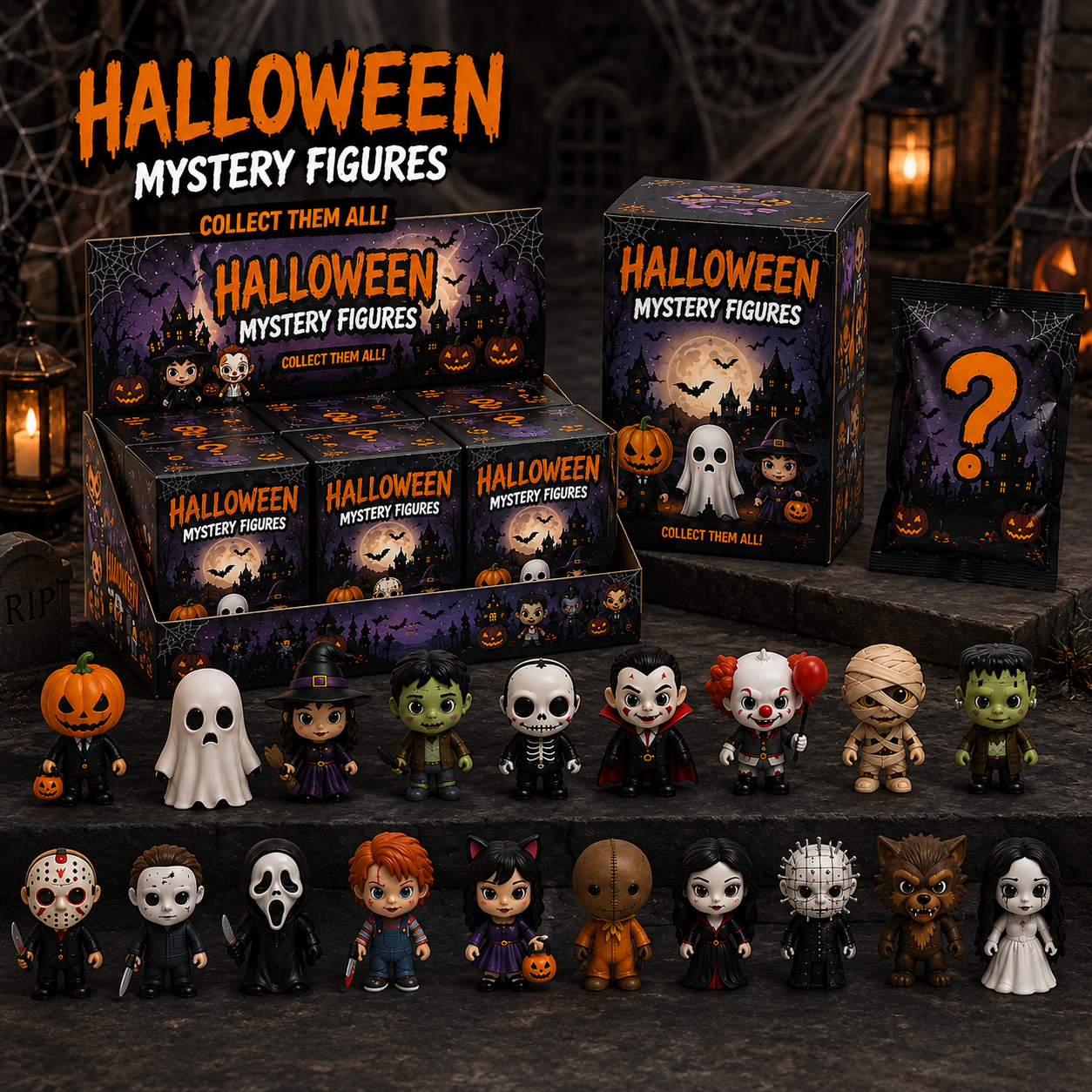 Halloween Horror Mystery Blind Box – 24 Collectible Mini Figures