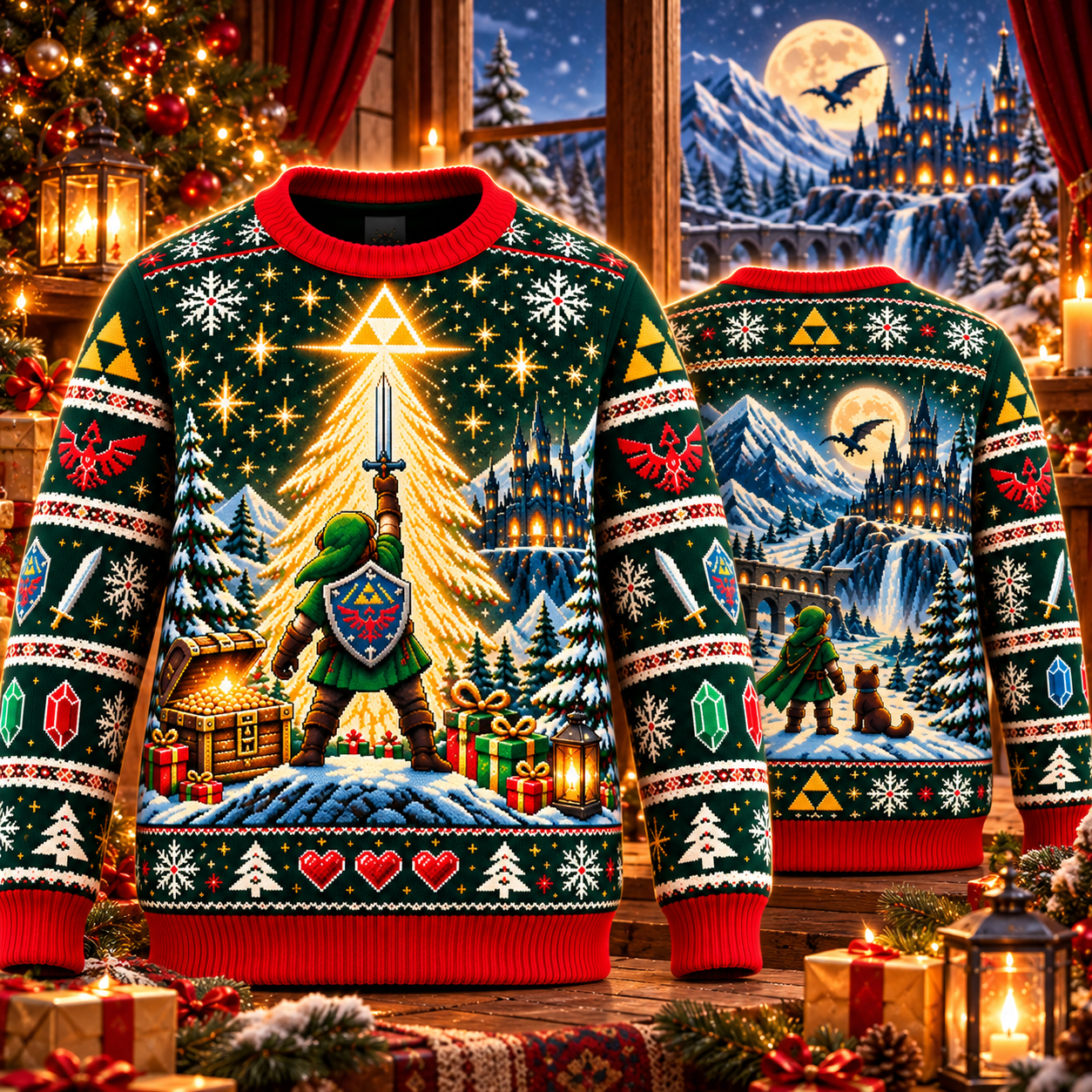 The Hero's Christmas Quest Ugly Sweater – Fantasy Adventure Gaming Christmas Sweater