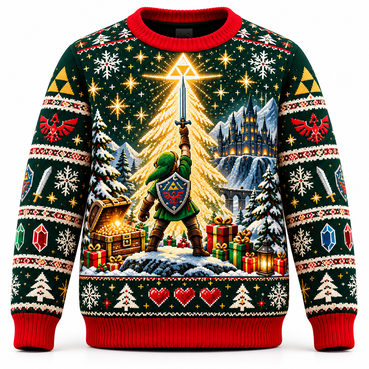 The Hero's Christmas Quest Ugly Sweater – Fantasy Adventure Gaming Christmas Sweater