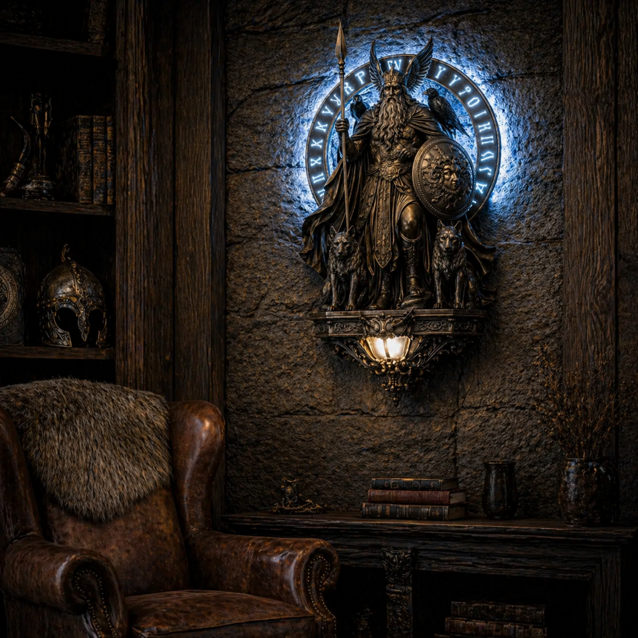 ⚡ Odin Wall Lamp – The Allfather’s Watchful Light 🛡️🦅