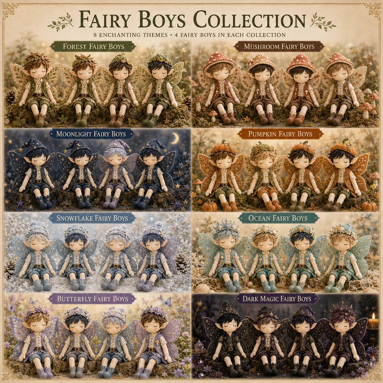 Fairy Boys Patchwork DIY Kit ✨ Make 4 Tiny Fairy Boys By Hand