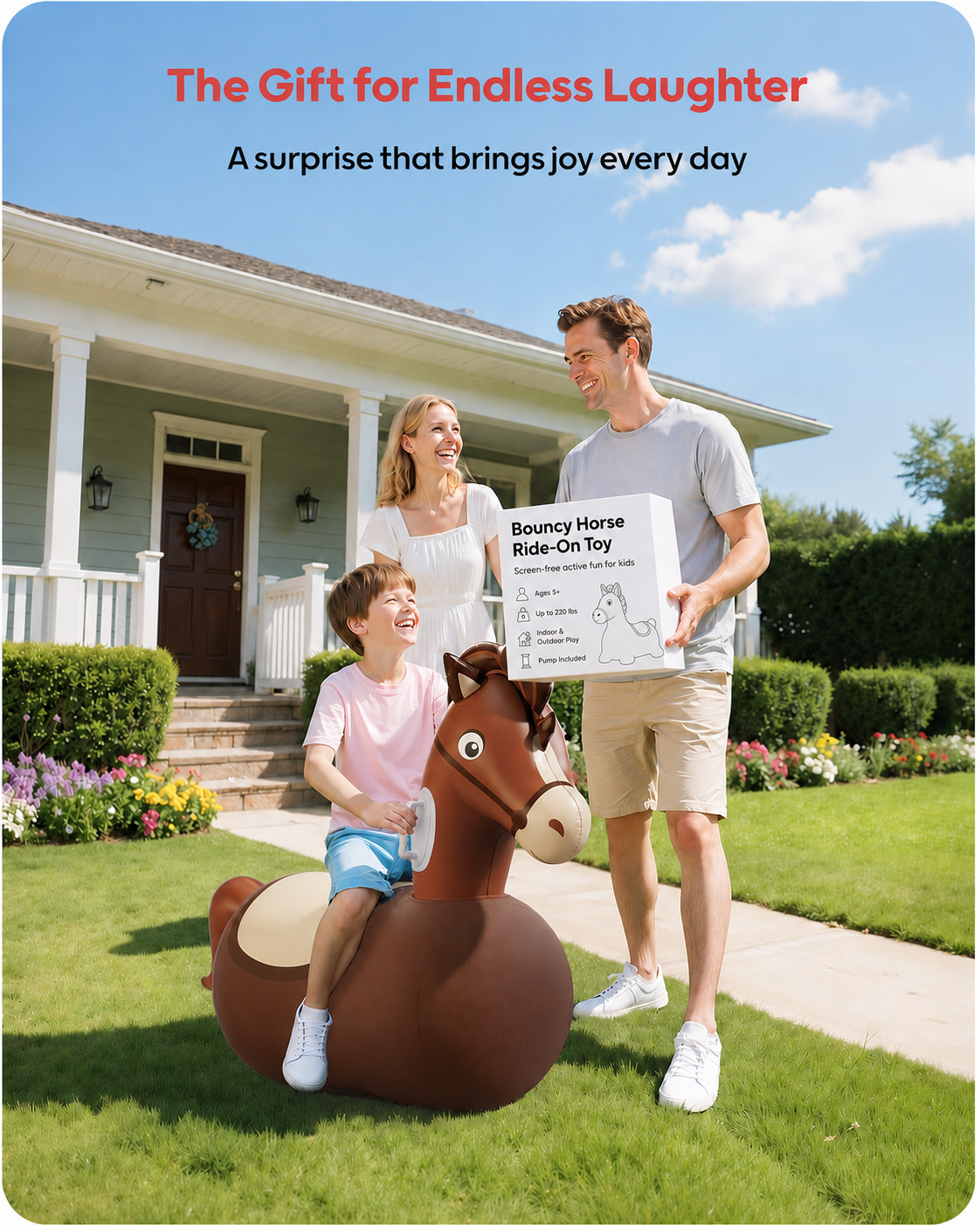 🔥LAST DAY 59% OFF🔥Inflatable Bouncy Horse Ride-On Toy for Kids 🐴