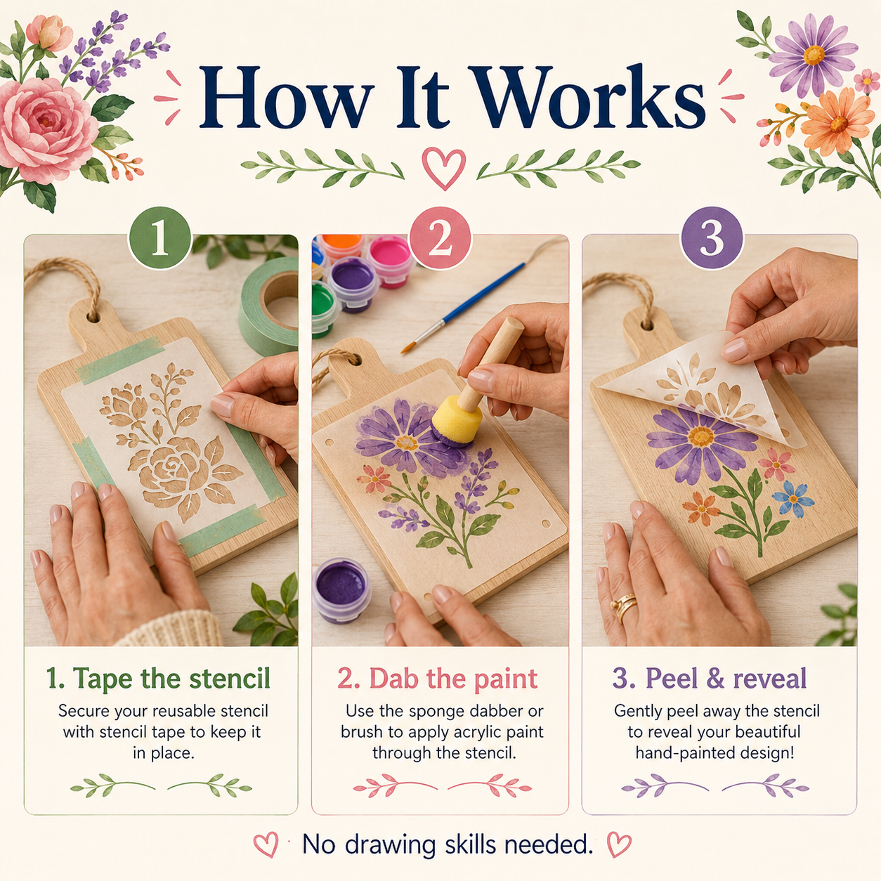 🎨 Reusable Stencil Painting Kit | Girls’ Night DIY Craft Kit